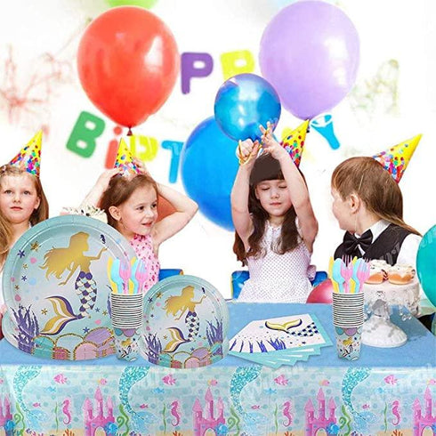 Mermaid Theme Birthday Party Tableware Package (#Type F)